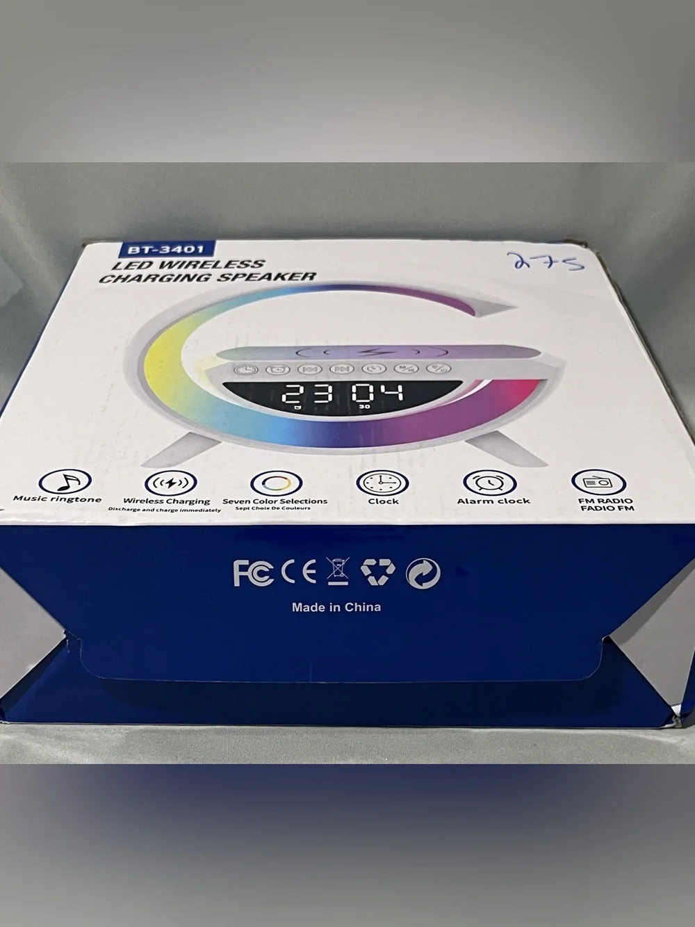 LED Wireless Charging Speaker - White (BT-3401)